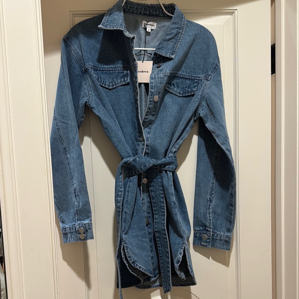 Superdown Blue Belted Jean Jacket